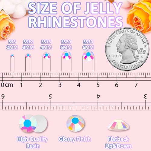 TINKRSTUFF 10000Pcs 2mm Resin Jelly Rhinestones with 1Pcs 10ml B7000 Jewelry Glue for Crafting, White AB Flatback Gems, Bedazzling Crystal Bulk for DIY Crafts Clothing Tumblers Shoes Nail Art Fabric - Image 3