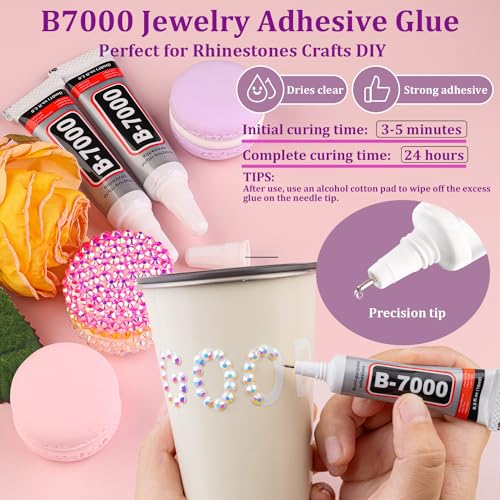 TINKRSTUFF 10000Pcs 2mm Resin Jelly Rhinestones with 1Pcs 10ml B7000 Jewelry Glue for Crafting, White AB Flatback Gems, Bedazzling Crystal Bulk for DIY Crafts Clothing Tumblers Shoes Nail Art Fabric - Image 5