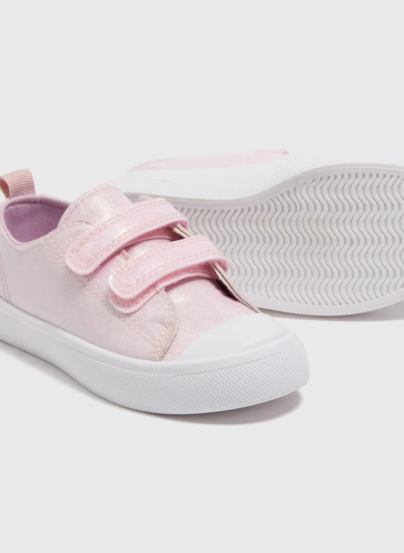 Matalan Girls Pink Glitter Strap Trainers