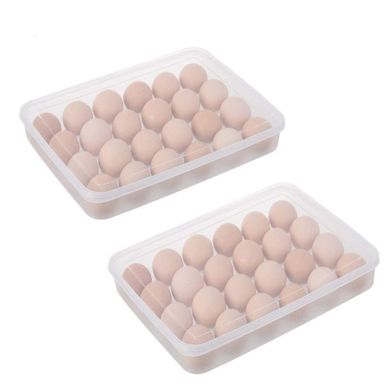 RAIYARAJ 2PCS Plastic Refrigerator Egg Trays2 x 24 Deviled Egg Tray Carrier with LidClear Egg Holder Storage Container - Image 1