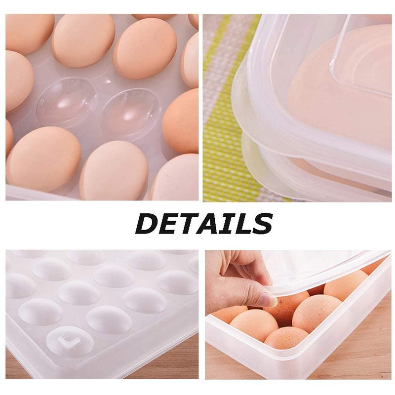 RAIYARAJ 2PCS Plastic Refrigerator Egg Trays2 x 24 Deviled Egg Tray Carrier with LidClear Egg Holder Storage Container - Image 4