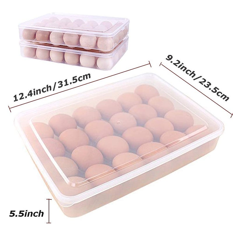 RAIYARAJ 2PCS Plastic Refrigerator Egg Trays2 x 24 Deviled Egg Tray Carrier with LidClear Egg Holder Storage Container - Image 2