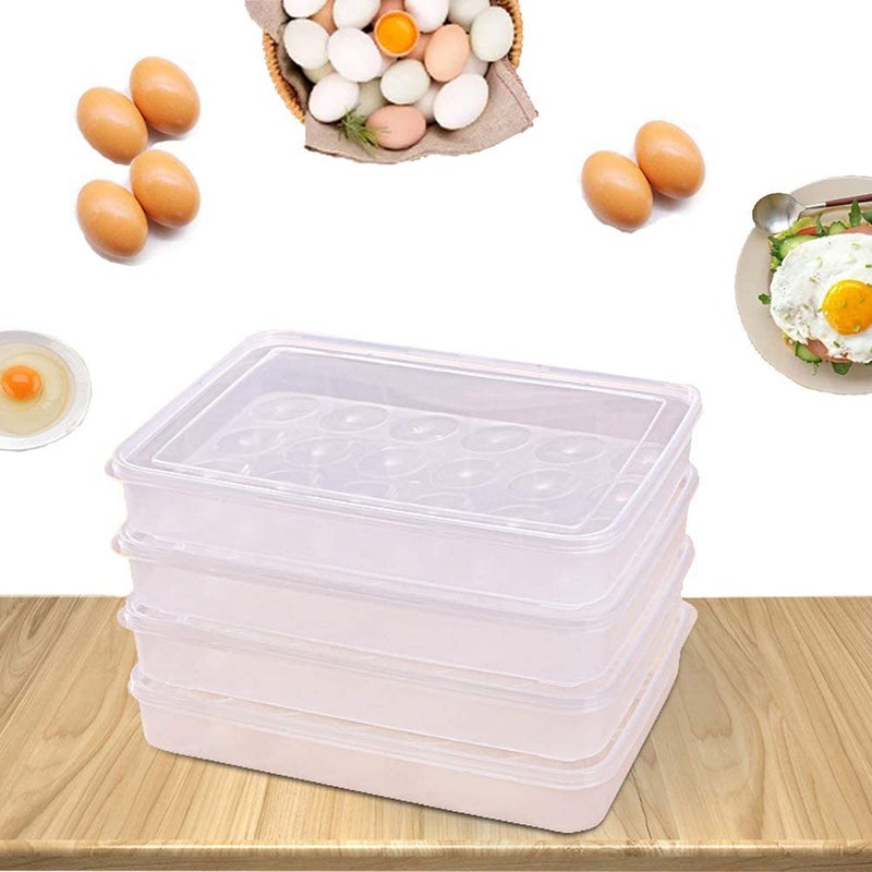 RAIYARAJ 2PCS Plastic Refrigerator Egg Trays2 x 24 Deviled Egg Tray Carrier with LidClear Egg Holder Storage Container - Image 3
