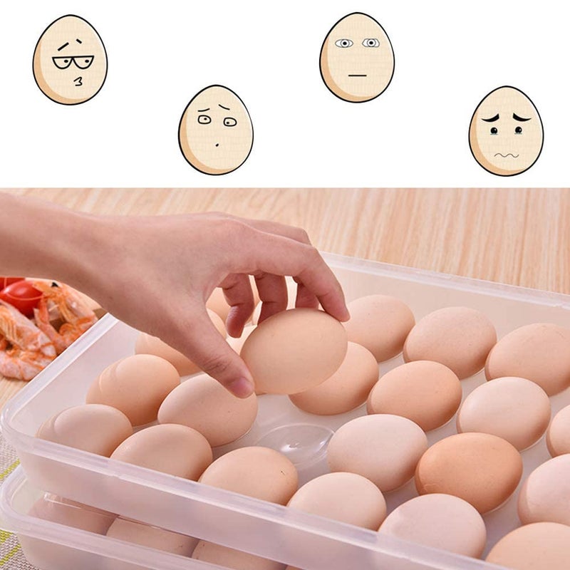RAIYARAJ 2PCS Plastic Refrigerator Egg Trays2 x 24 Deviled Egg Tray Carrier with LidClear Egg Holder Storage Container - Image 5
