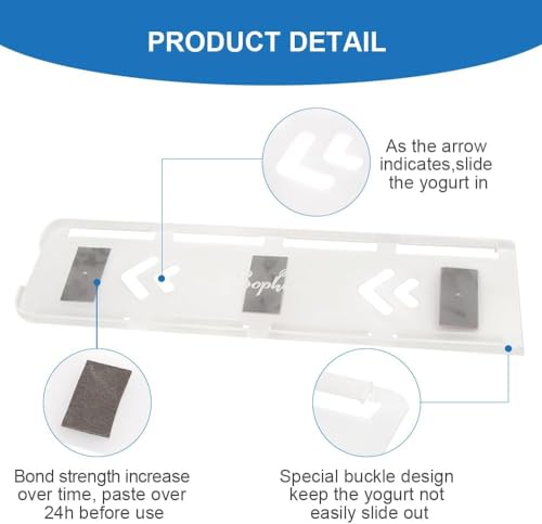 SOPHICO Organizer for Fridge, 4 Capacity Sliders for Refrigerator, Yogurt Holder With Adhesive Tapes for 3.75 Inch Greek and Vegan Yogurt (Transparent, 1 Pack) - Image 5
