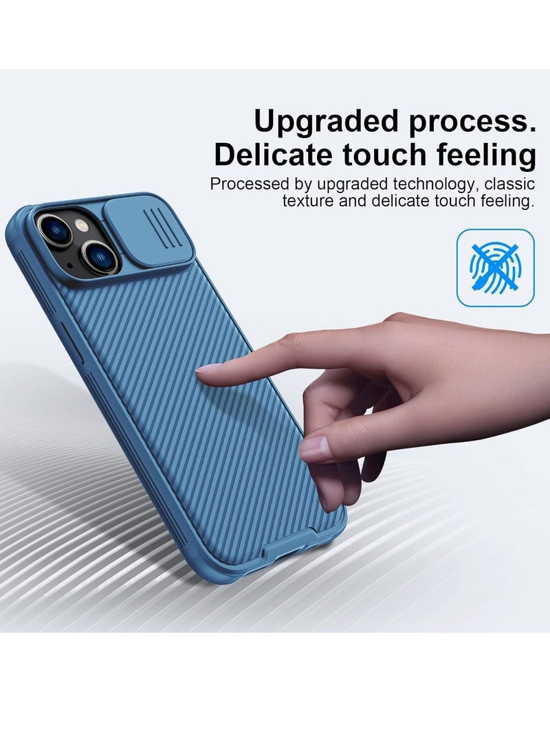 ELTRAZONE Case for iPhone 15 Camshield Cover with Slide Camera Lens Protection - PC Back & TPU Bumper, Anti-Fingerprint Soft Delicate Touch Case (Blue) - Image 3