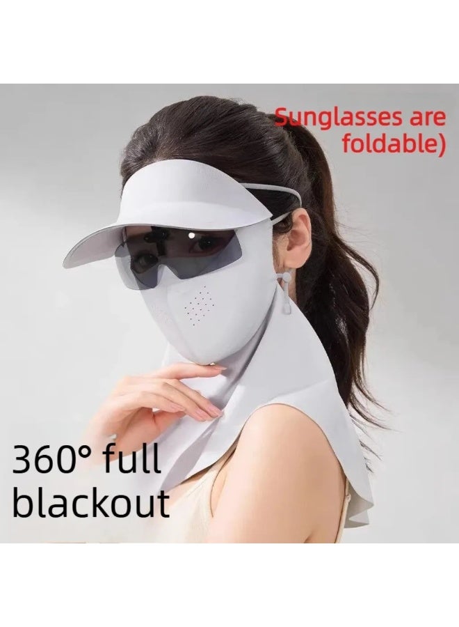 Women's 360° Full Coverage Sun Protection Face Mask with Visor Hat - UV Protection, Ice Silk for Summer - Image 2