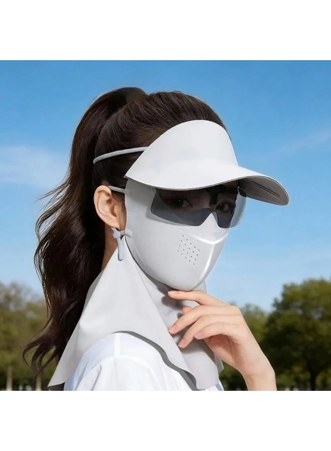 Women's 360° Full Coverage Sun Protection Face Mask with Visor Hat - UV Protection, Ice Silk for Summer - Image 1
