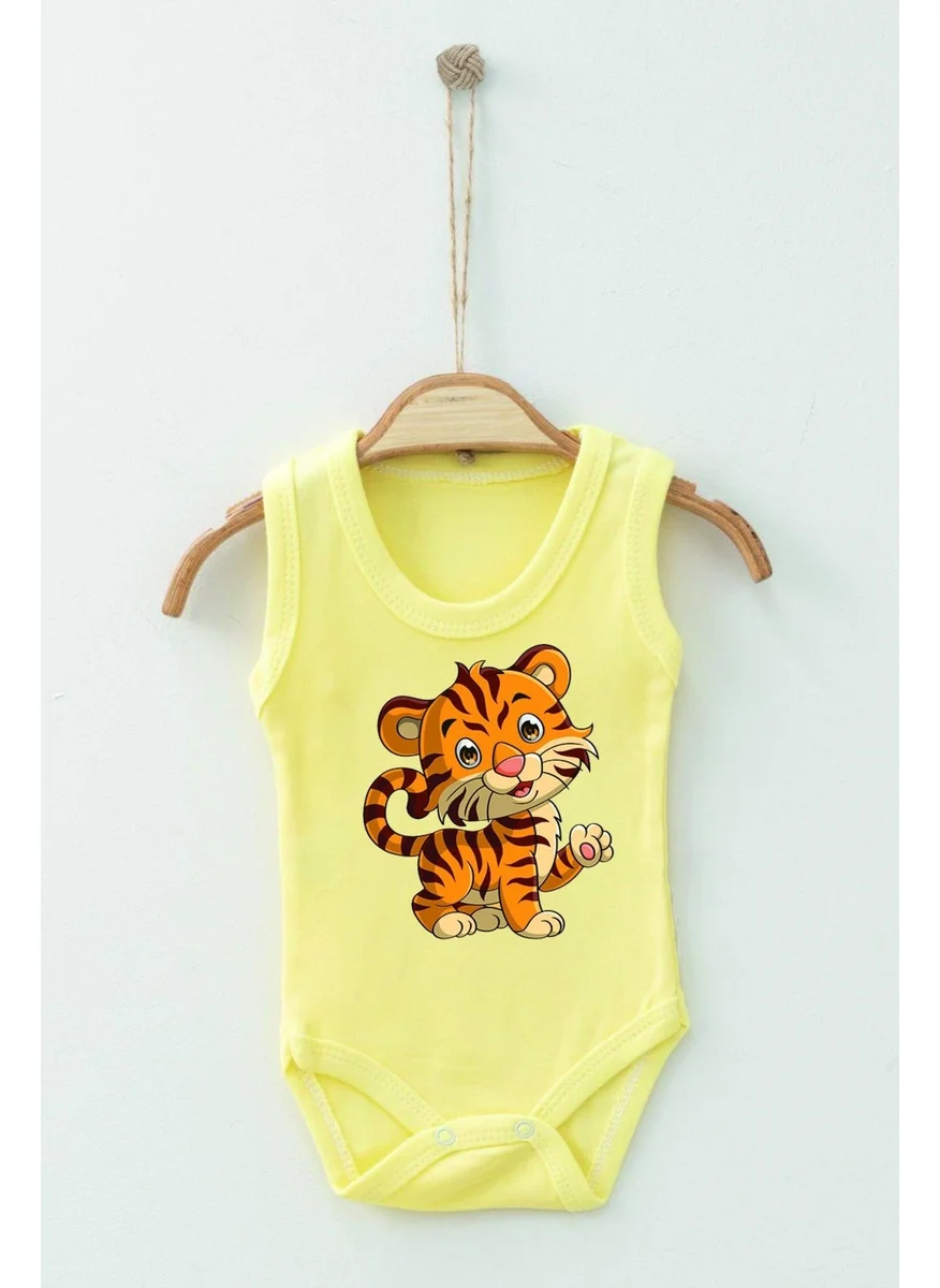 ادا بيبيك تشوكوك Ada Baby Kid Adabebek Cotton Organic Tiger Patterned Strappy Bodysuit Baby Bodysuit