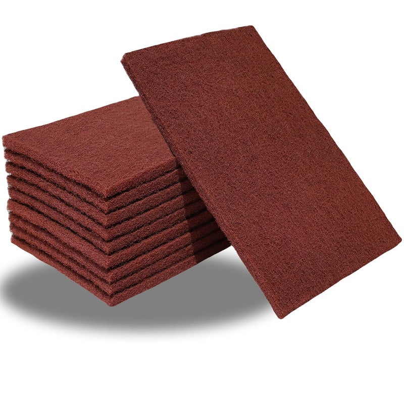 Tonmp 10 Pack 6" x 9" 400 Grit General Purpose Scuff Pads for Scuffing, Scouring, Sanding, Paint Primer Prep Adhesion Scratch - Surface Preparation Automotive Car Auto Body Woodworking (Red) - Image 1