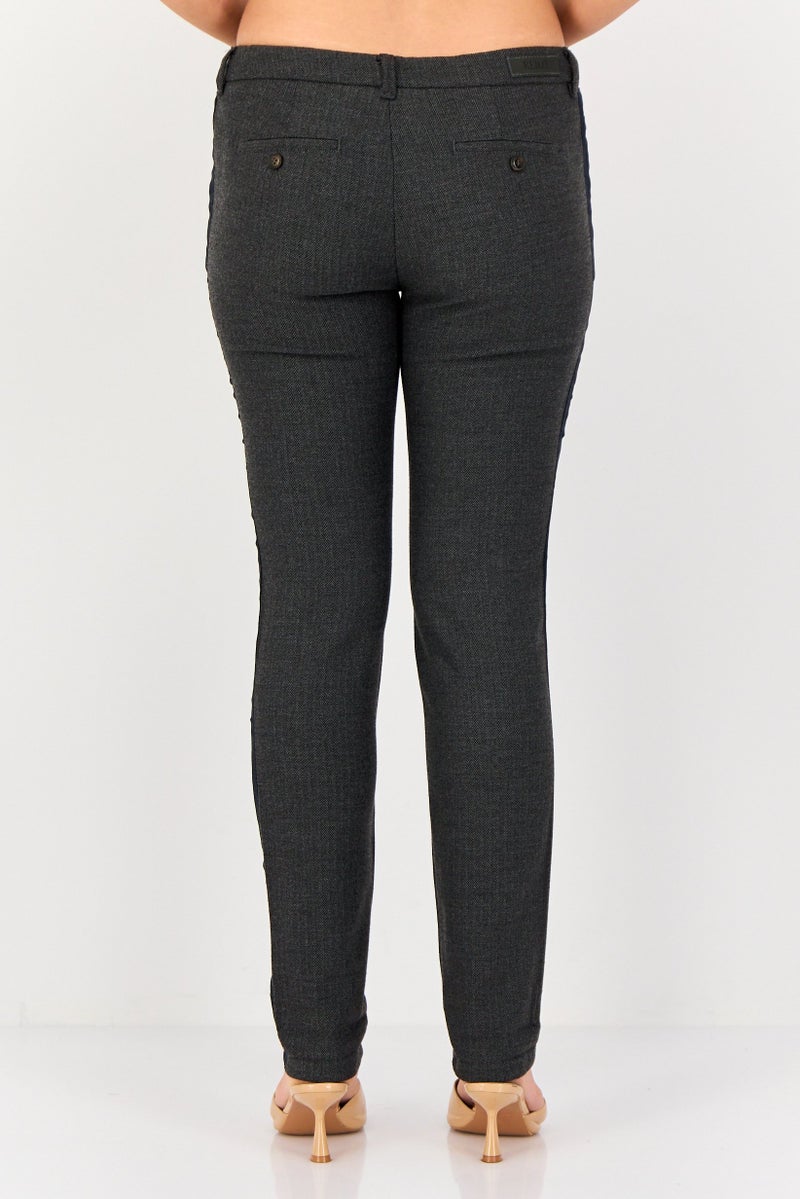 Reiko Women Chino Fit Heather Straight Leg Pants, Dark Grey - Image 3