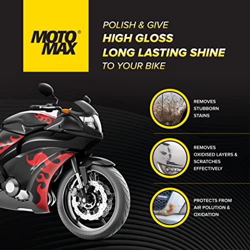 Motomax موتوماكس بايك ليكويد بوليش 100 مل | يزيل البقع الصعبة، لمعة عالية وبريق على الأسطح المعدنية واللدائنية المطلية | يأتي مع إسفنجة للتطبيق السهل على الدراجة، الدراجات النارية - Image 2