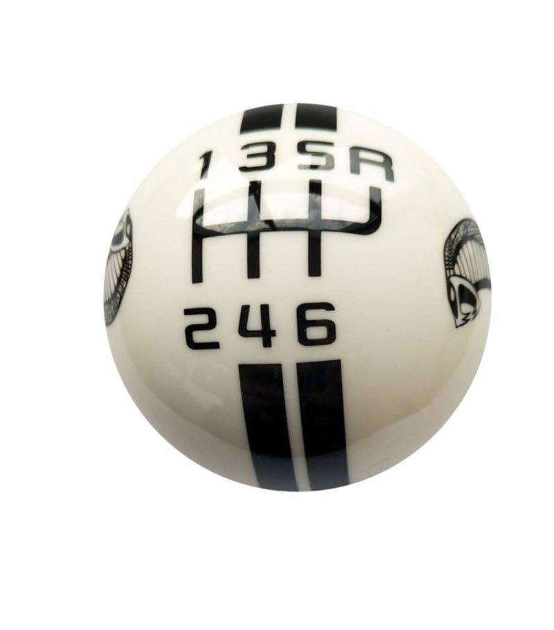 TingAo Gear 6 Speed Round Ball Type R S Shifter for Mustang Shelby GT 500 Cobra Manual Gear Shift Knob Trim Selector Red White Black (White, R on the right) - Image 5