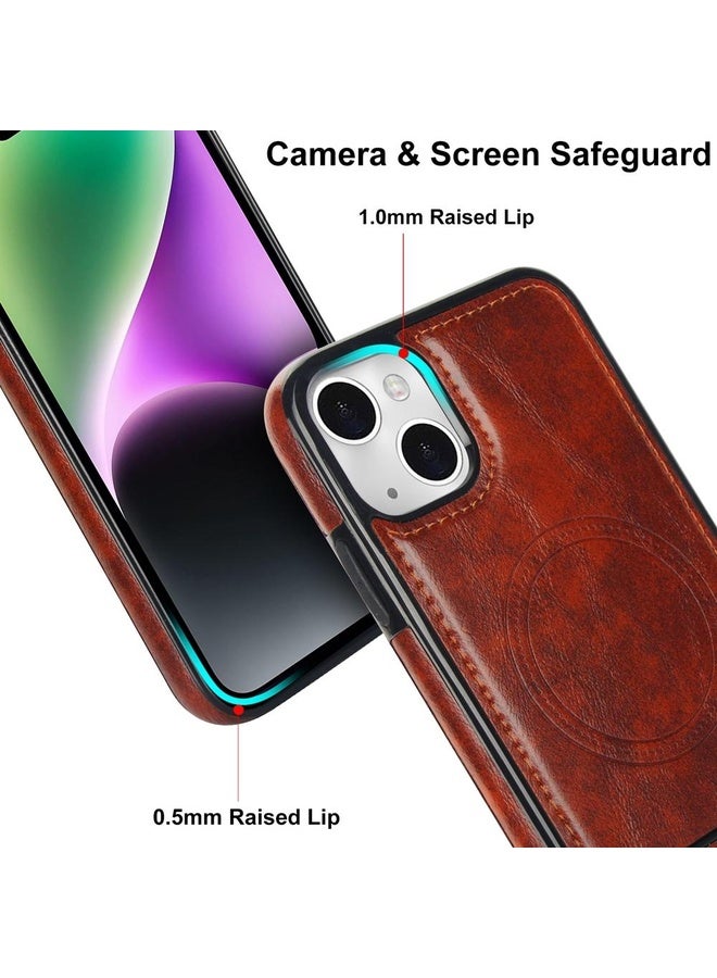 HuHa Case Cover For iPhone 13 mini Retro Leather Invisible Stand MagSafe Phone Case(Brown) - Image 4