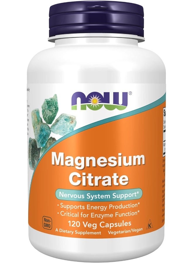 NOW Foods Magnesium Citrate Capsules, 400 Mg, 120-Count - Image 1
