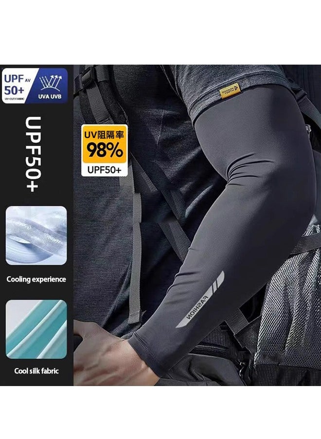 GRKC 1 Pair Sun UV Protection Cooling Arm Sleeves, for Men, UPF 50+ Arm Cover, Arm Sun Sleeves Compression UV Protection Cooling, Quick-Dry Nylon, Outdoor Cycling, Summer Sleeve for Sun Protection，Gray  - Image 1