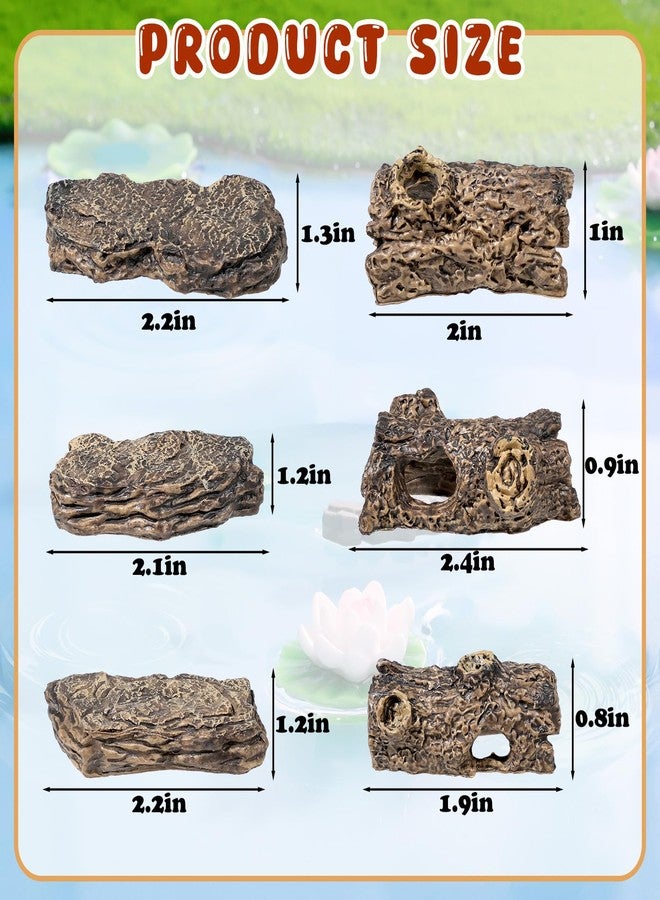Warmtree 6 Pcs Diorama Rocks Artificial Tree Stump Miniature Stone for Diorama Supplies Micro Train Landscape Mini Garden Figurines Fish Tank Decor Cave Terrarium - Image 2
