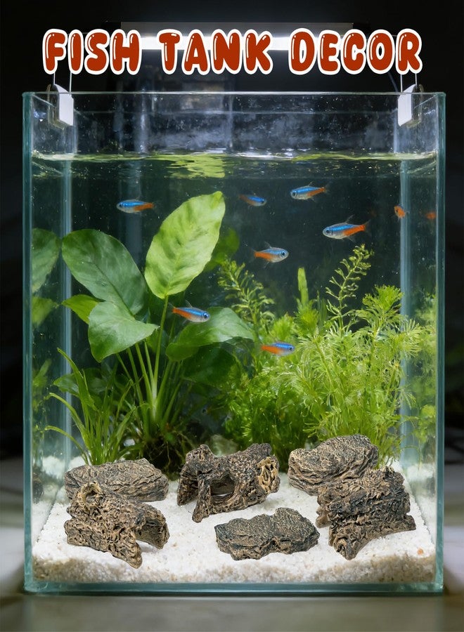 Warmtree 6 Pcs Diorama Rocks Artificial Tree Stump Miniature Stone for Diorama Supplies Micro Train Landscape Mini Garden Figurines Fish Tank Decor Cave Terrarium - Image 4