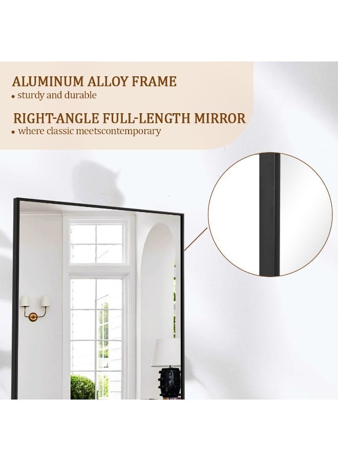 Koonmi 165 x 60 cm Standing Mirror, Sturdy Full Length Mirror with Minimalist Slim Aluminium Frame, Black - Image 5