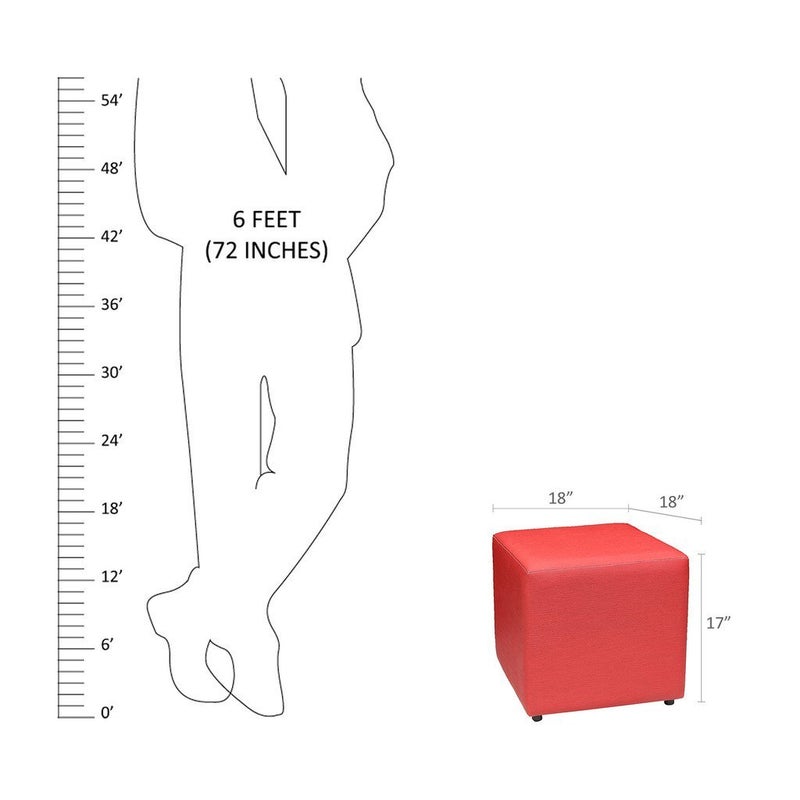 SIWA أوتماني مربع فاخر من جلد صناعي بتصميم سيوة غريتا باللون الأحمر - Image 2