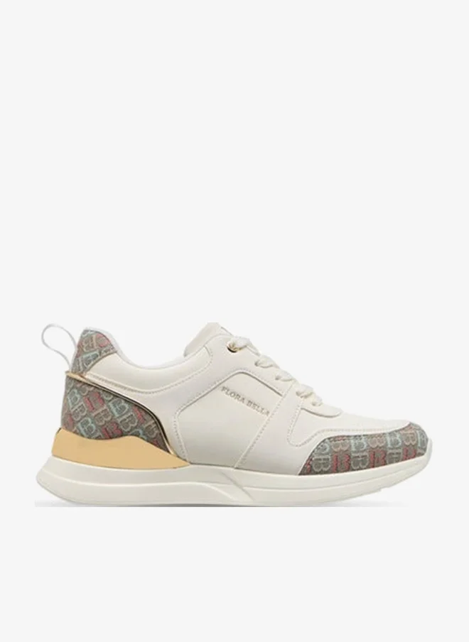 Flora Bella By Shoexpress Women's Monogram Print Sneakers with Lace-Up Closure