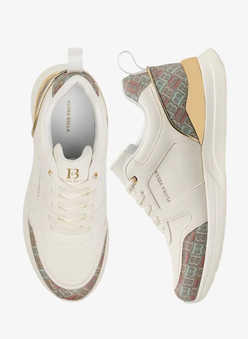 Flora Bella By Shoexpress Women's Monogram Print Sneakers with Lace-Up Closure