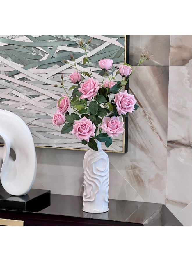 MirageBotanics White Vase for Flowers, Plants, Artificial Flowers, Faux Plants, Dried Flowers,Dry Reed Grass Home Office Hotel Decor - Image 5