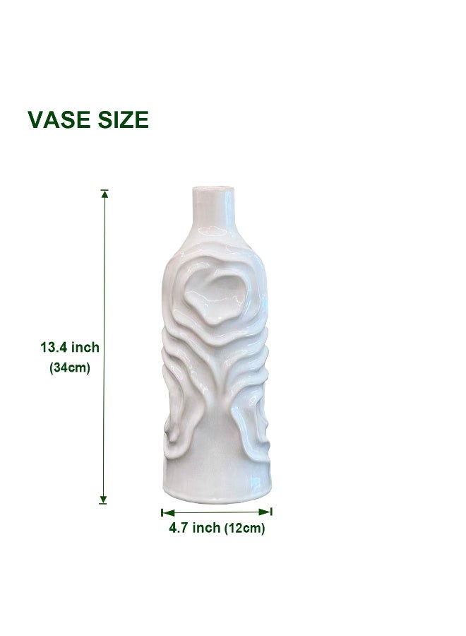 MirageBotanics White Vase for Flowers, Plants, Artificial Flowers, Faux Plants, Dried Flowers,Dry Reed Grass Home Office Hotel Decor - Image 4