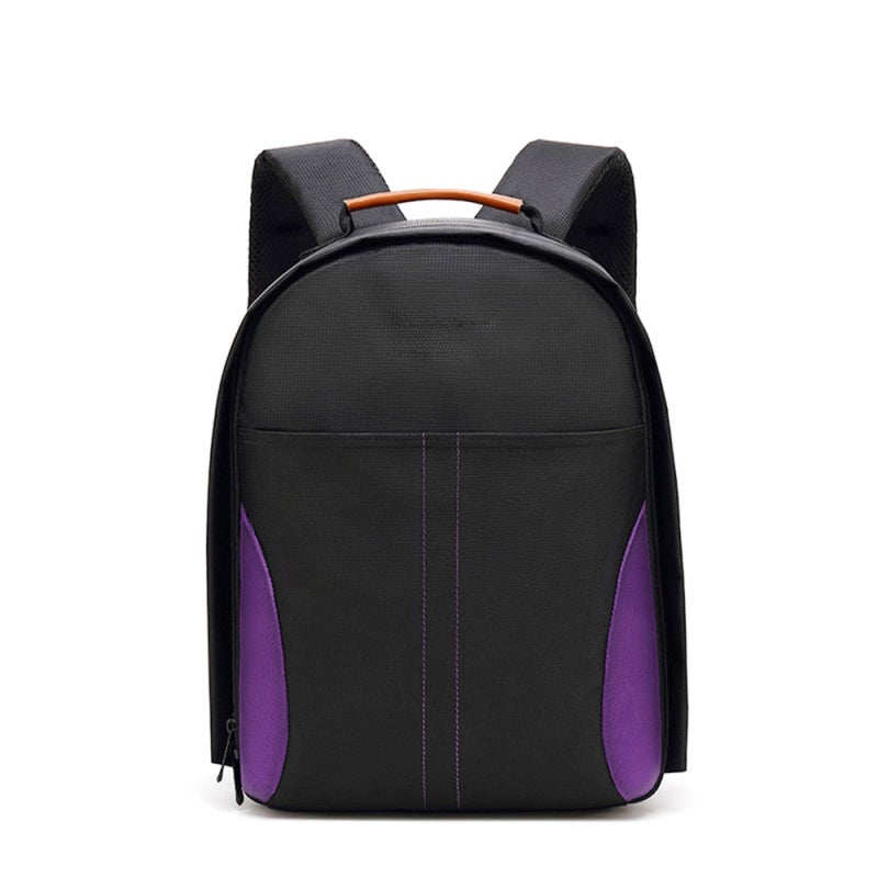 Camera Backpack: Purple Polyester, Waterproof Shockproof, Compact Portable DSLR Backpack - Comfortable Straps, Interior Dividers Camera Bag for Outdoor Travel Photography Enthusiasts - Image 1