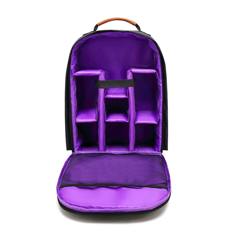 Camera Backpack: Purple Polyester, Waterproof Shockproof, Compact Portable DSLR Backpack - Comfortable Straps, Interior Dividers Camera Bag for Outdoor Travel Photography Enthusiasts - Image 5