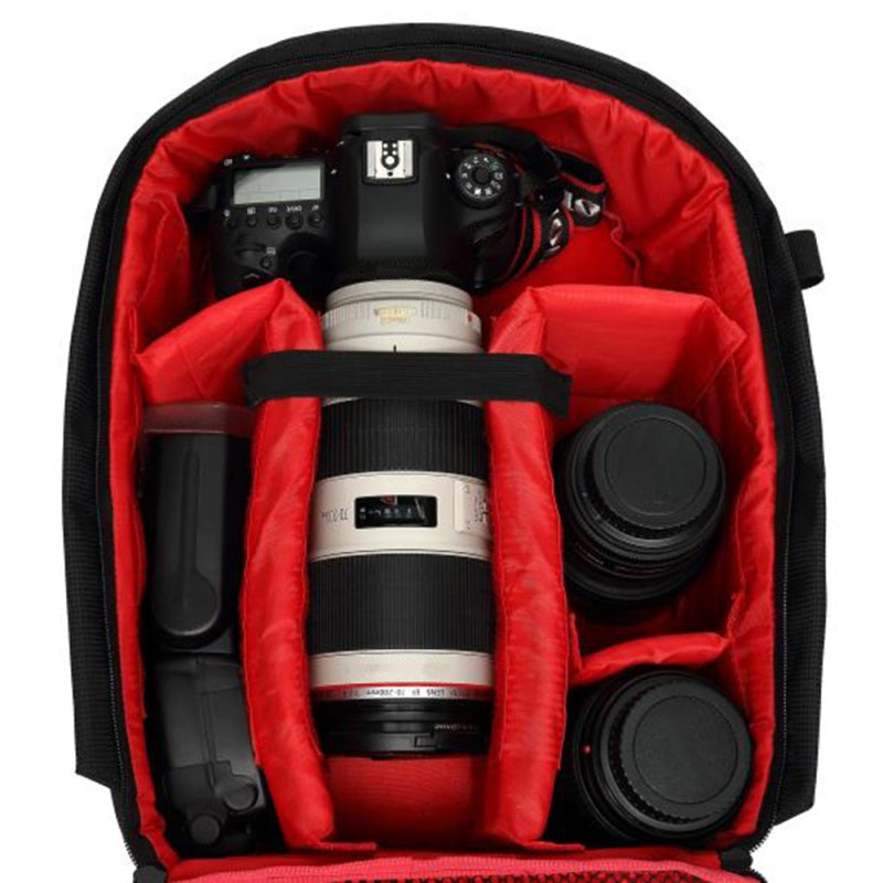 Camera Backpack: Purple Polyester, Waterproof Shockproof, Compact Portable DSLR Backpack - Comfortable Straps, Interior Dividers Camera Bag for Outdoor Travel Photography Enthusiasts - Image 3