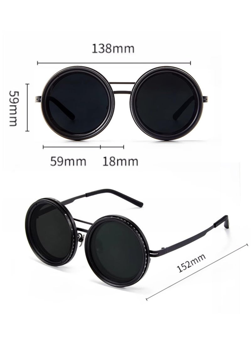 Ru syanl - Adjustable Tint Round Polarized Sunglasses for Unisex 1-9 Gears Beach Sunglasses Eyewear with Adjustable Lens - Image 1
