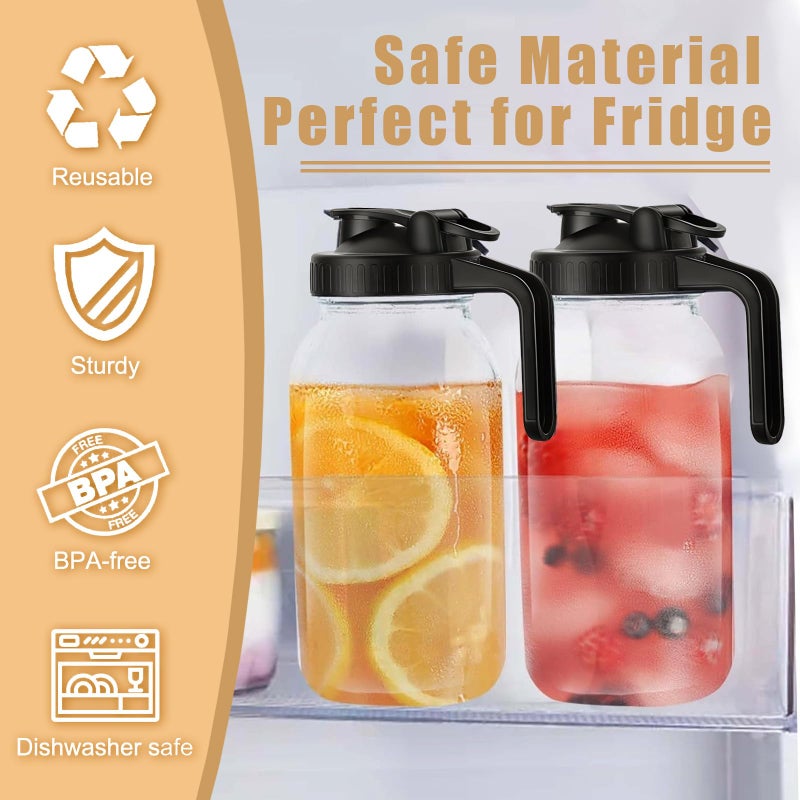 FyndraX Mason Jar Pour Spout Lid for Wide Mouth Mason Jars, Mason Jar Pitcher Flip Cap Airtight Handle Lid, Leak Proof Seal Cover, Pack of 2 - Image 3