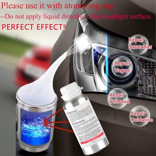 Ghguole 800g Auto Headlight Restoration Liquid, Car Headlight Scratch Restoring Fluid Headlight Repair Polish Cleaner, Headlight Restoration Kit Refill Bottle for Polishing, Restoring Dull Yellow Headlamp - Image 4