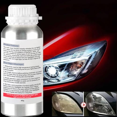 Ghguole 800g Auto Headlight Restoration Liquid, Car Headlight Scratch Restoring Fluid Headlight Repair Polish Cleaner, Headlight Restoration Kit Refill Bottle for Polishing, Restoring Dull Yellow Headlamp - Image 1