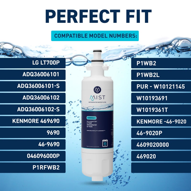 مست استبدال فلتر المياه Mist Lt700P لفلتر مياه الثلاجة Lg Adq36006101 متوافق مع Adq36006102 Kenmore Elite 9690 46-9690 469690 Rfc 1200A Fml-3 Lfx31925St (عبوتان) - Image 3