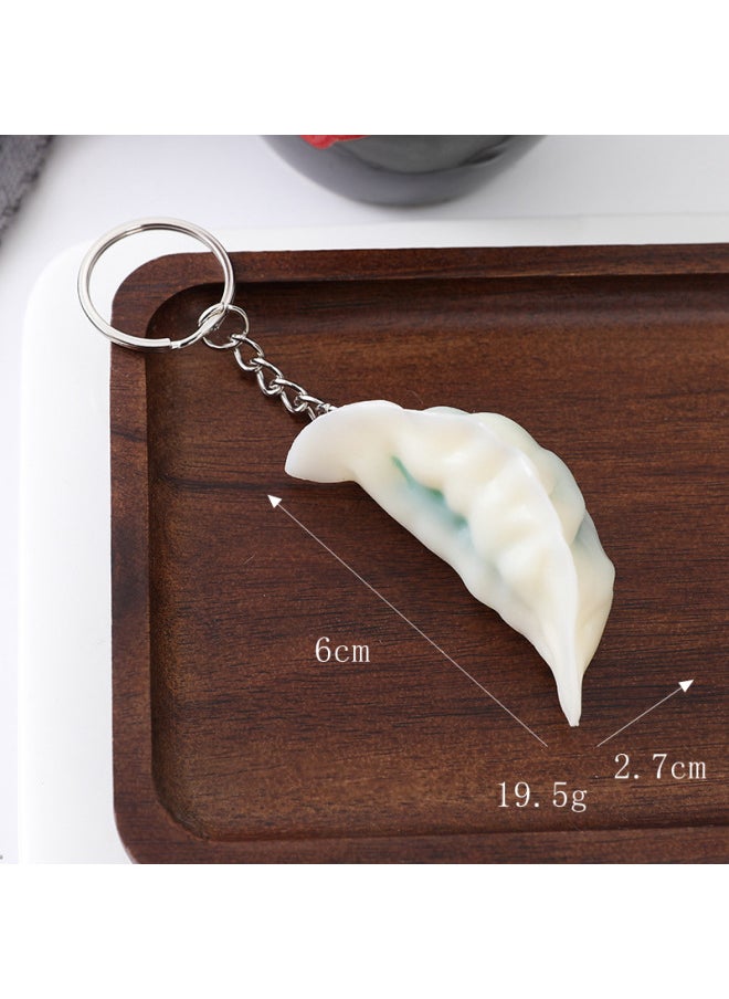 Simulation Fried Dumplings Model Roasted Dumplings Props Simulation Food Keychain Pendant Creative Food Festival Activity Souvenirs-Color:Medium Dumplings-Dark Green (Key Ring)  - Image 1