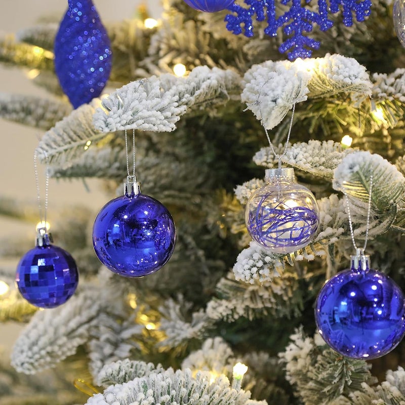 SHareconn 100pcs Christmas Tree Decorations Ornaments Set, Shatterproof Plastic Baubles Decorative Balls for Xmas Tree Decor Holiday Wedding Party, Blue - Image 5