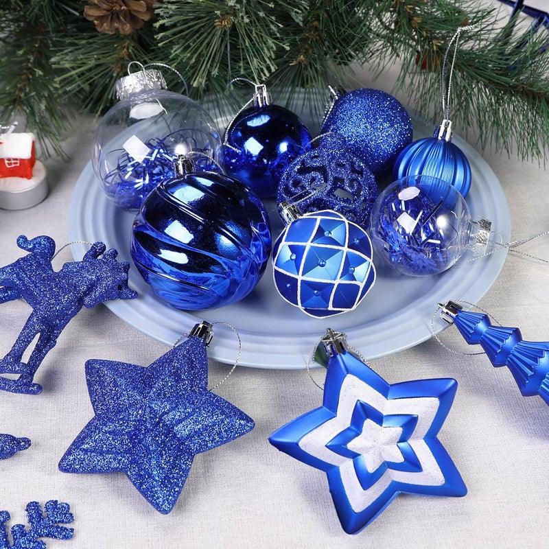 SHareconn 100pcs Christmas Tree Decorations Ornaments Set, Shatterproof Plastic Baubles Decorative Balls for Xmas Tree Decor Holiday Wedding Party, Blue - Image 4