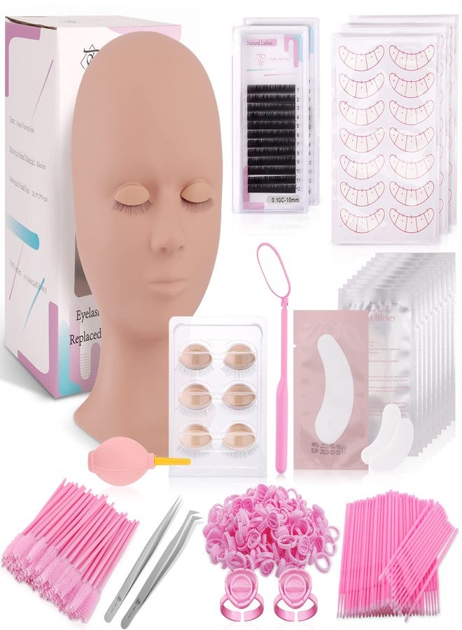 Pretty memory Eyelash Extension Kit for Beginners, Lash Extension Training Kit with Silicone Mannequin Head Removable Eyelids for Makeup and Eyelash Graft Practice - Image 1