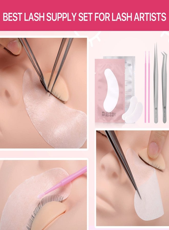 Pretty memory Eyelash Extension Kit for Beginners, Lash Extension Training Kit with Silicone Mannequin Head Removable Eyelids for Makeup and Eyelash Graft Practice - Image 5