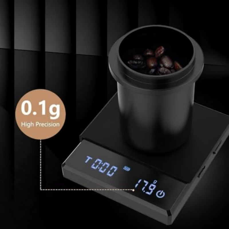 Digital Mini Coffee Scale with Timer, Portable 2kg/0.1g High Precision Rechargeable Drip Espresso Scale with Tare Function, LED Display, Espresso Scale, for Pour-Over Coffee Black - Image 5