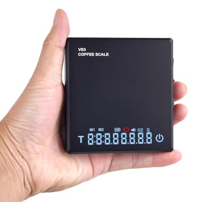 Digital Mini Coffee Scale with Timer, Portable 2kg/0.1g High Precision Rechargeable Drip Espresso Scale with Tare Function, LED Display, Espresso Scale, for Pour-Over Coffee Black - Image 1