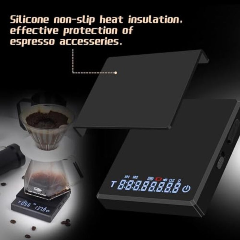 Digital Mini Coffee Scale with Timer, Portable 2kg/0.1g High Precision Rechargeable Drip Espresso Scale with Tare Function, LED Display, Espresso Scale, for Pour-Over Coffee Black - Image 2