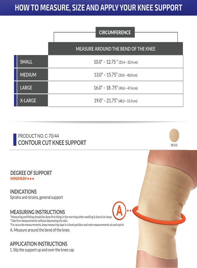 CHAMPION C-70 Contour Cut Knee Support, Beige, Medium - Image 2