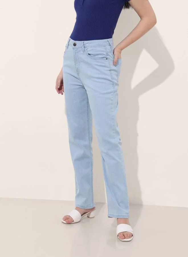 Freehand  Women Straight Fit Solid Mid Rise Jeans  | Best Price UAE