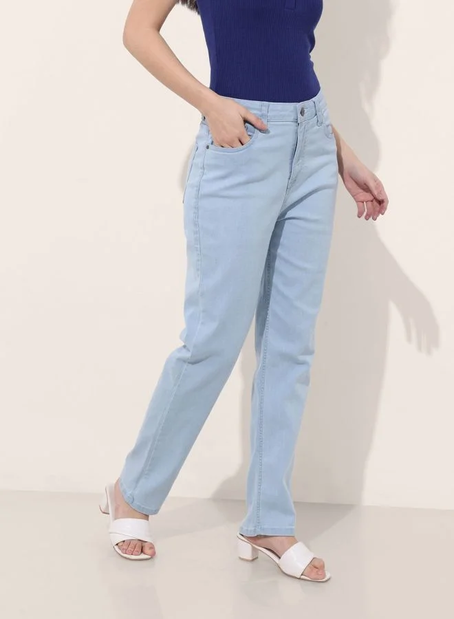 Freehand  Women Straight Fit Solid Mid Rise Jeans  | Best Price UAE