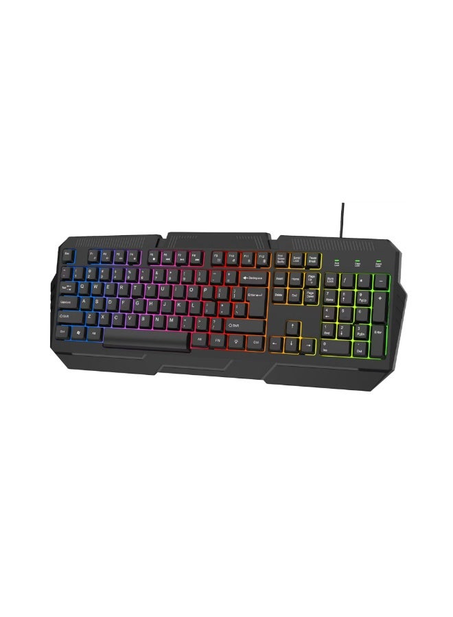 porodo 4 in 1 Gaming Kit with Keyboard, Head phone, Mouse and Mouse Pad, Windows and Linux Compatibility, 13 RGB Light Mode - Black - Image 3
