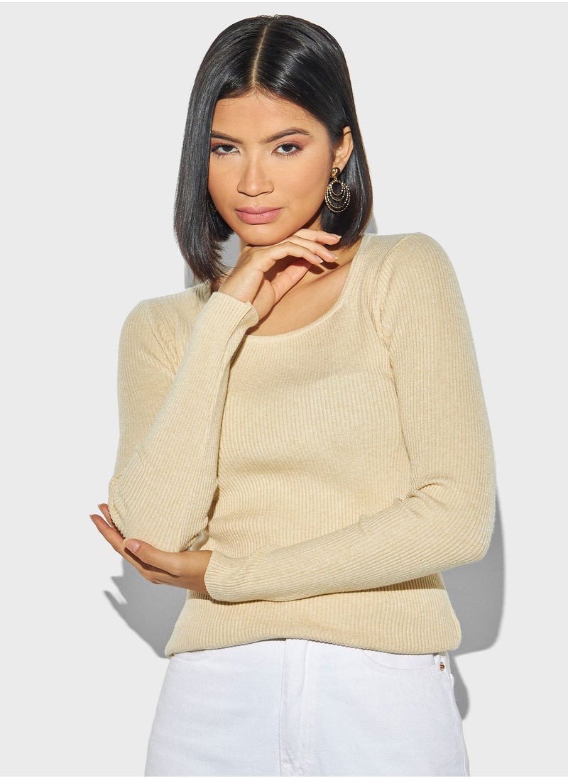 Square Neck Ribbed Sweater - pzsku/Z4C9E729904547DCC9888Z/45/_/1700327990/34cf595d-4fc3-4d3f-ab7f-5a7935921ebb