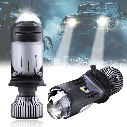 Spaiko H4 LED Headlight Bulb with Mini Projector Lens 90W 15000LM – 6000K Super Bright White Dual Beam for Car, Bike & Scooty – Plug & Play Waterproof High Power LED Light (100 W) - Image 1